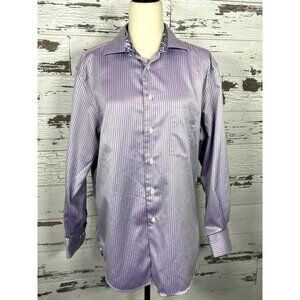 EGARA Men's Button Down Shirt Purple Pinstripe L 16 1/2 NWOT